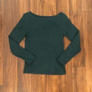 Dark Gree Wide Neck Long Sleeve Tee - Size Medium